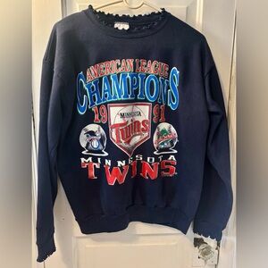Vintage Tultex Navy Minnesota Twins 1991 World Series Champions Sweatshirt